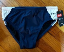 Boy's NWT New TYR Hexa Blade SPL Navy White Racer RHEX7A Brief Swim Suit 26