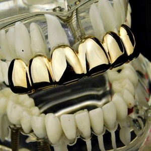 Authentic 14k Gold Plated Best Grillz Deeper Cut Plain Hip Hop Grills For Top Teeth Row