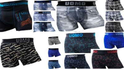 1 - 24 PACK BOXERSHORTS BAUMWOLLE UNTERHOSE MÄNNER M - 3XL JEANS SCHRIFT STERNE
