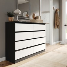 Wide Wooden Chest of 8 Drawers Bedroom Furniture Storage Bedside Modern Cabinet