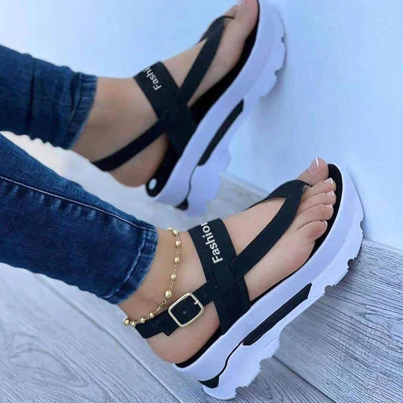 Sandalias De Cuña Mujer Casual Plataforma Zapatillas Verano | eBay