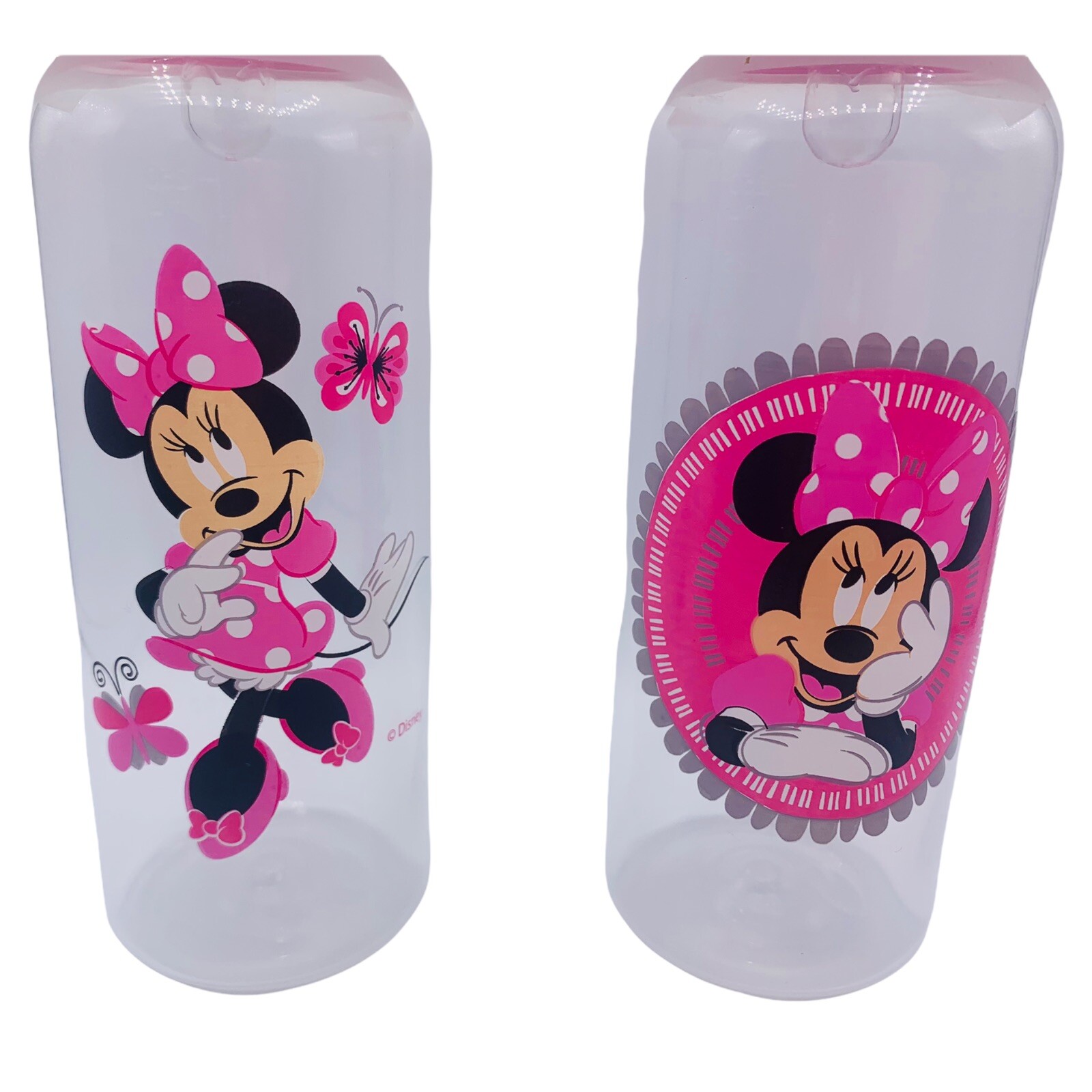 2x Disney Baby Bottles Minnie Mouse Medium flow silicone Nipple BPA