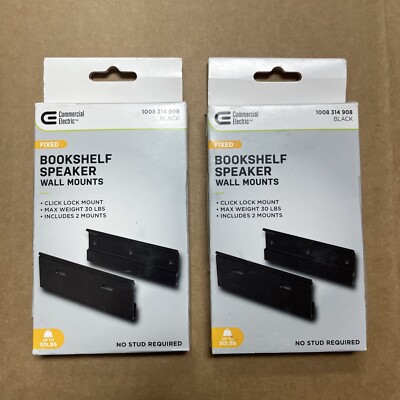 Commercial Electric Bookshelf Speaker Wall Mounts, No Stud Required (2 BOX of 2)