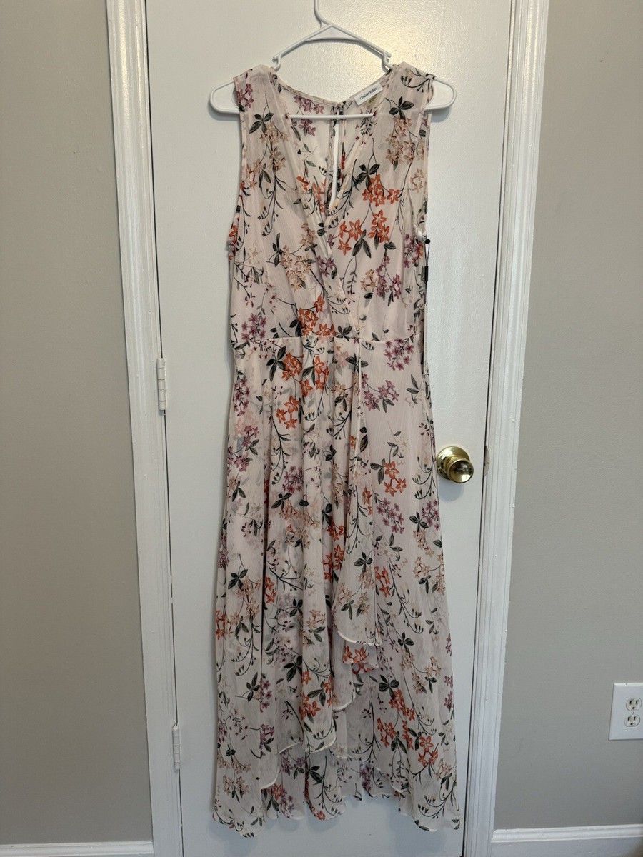 New! Calvin Klein Pink Floral Maxi Dress Size 12