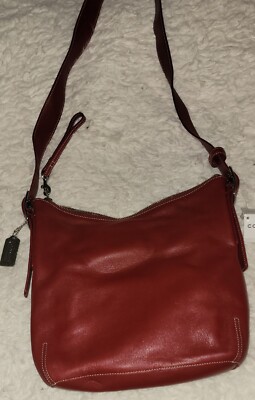 Vintage Coach (Sm Slim Duffle) Red Leather Shoulder Strap Purse. N