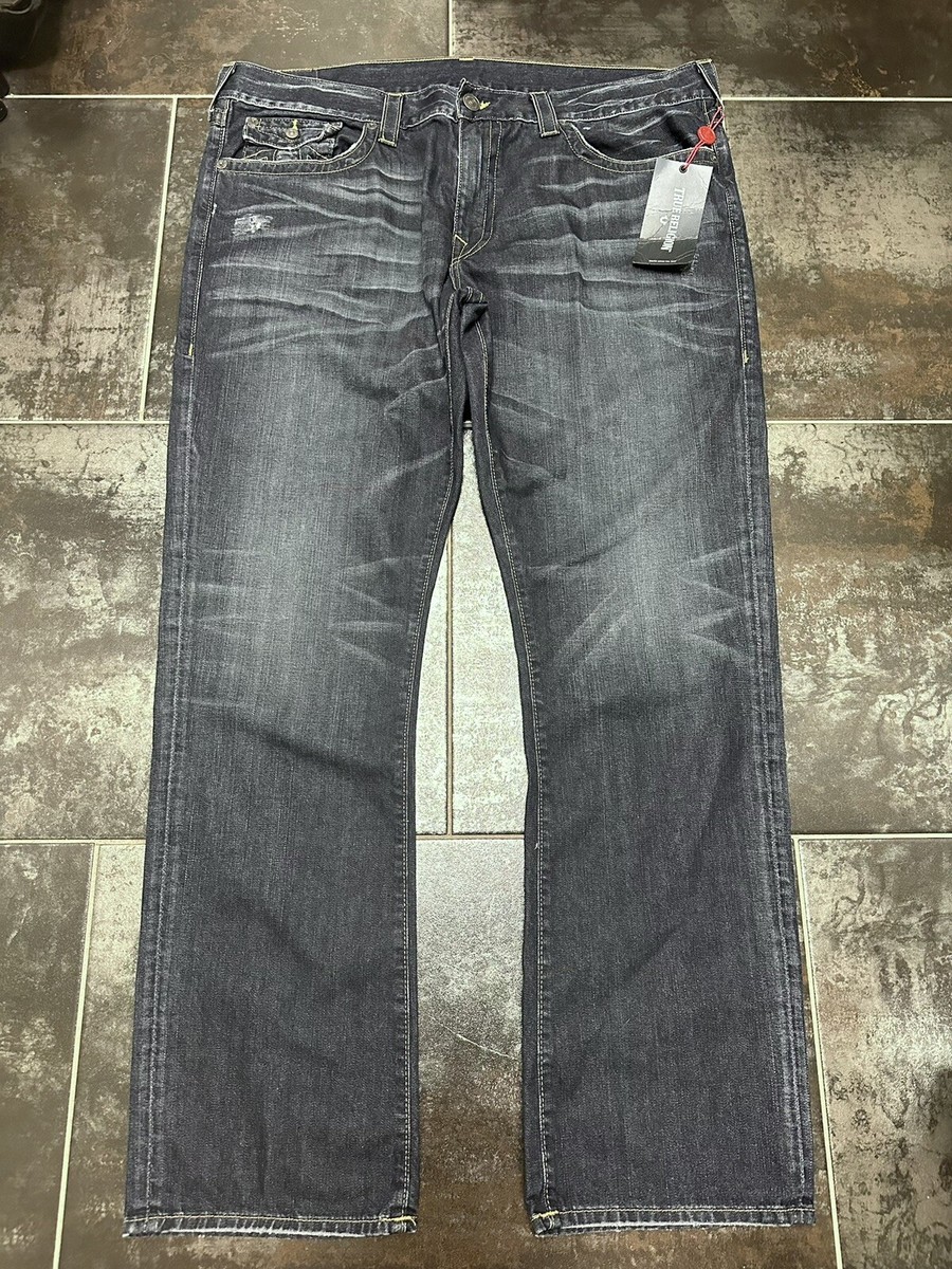 N49 NWT True Religion Jeans Men's Ricky w/flap SE Relaxed Straight size 42