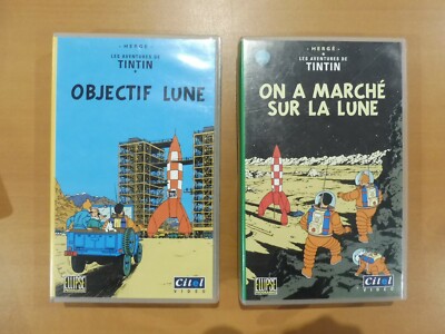 2 ALTE VHS KASSETTEN TINTIN CITEL 1992 - OBJEKTIV MOND +++ ZUM SAMMELN  