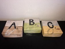 Rae Dunn Magenta 'A B C' Alphabet Blocks - Kids Nursery Wall Decor Very Rare HTF