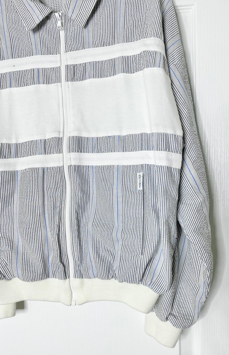 CHRISTIAN DIOR Monsieur Textured Seersucker Stripe Zip Sport 