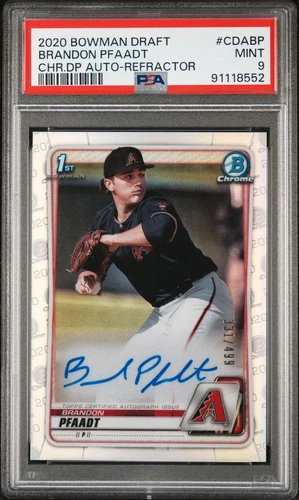 PSA 9 Brandon Pfaadt 2020 1st Bowman Chrome Draft REFRACTOR AUTO /499 LOW POP
