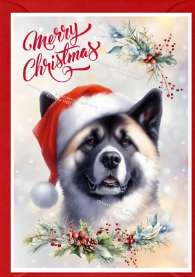 Akita Hund Weihnachtskarte A6 (4''x 6'') (innen leer) Design von Starprint