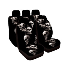 Full Set Car Seat Covers Protector 3d Skull Printing Styling Washable Black 7pcs