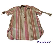 Nine West Jeans Womens White, Pink, Red, Gray Stripe Chambray Top 3/4  Tunic Med