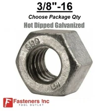 3/8-16 2H Structural Heavy Hex Nuts for A325 Bolts Hot Dip Galvanized 3/8"-16