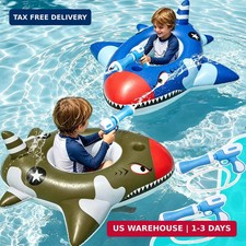 2 Pack Inflatable Pool Floats with 2 Water Guns Toys, Shark Pool Float with Safe
