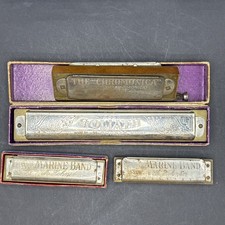 Vintage M. Hohner Harmonica Lot 2 Marine Band 1 Goliath 1 Chromonica 4 Total