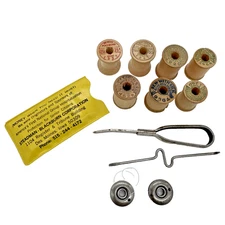 Vintage Sewing Lot Wooden Spools SCHMETZ Machine Needles Tools Bobbins Decor