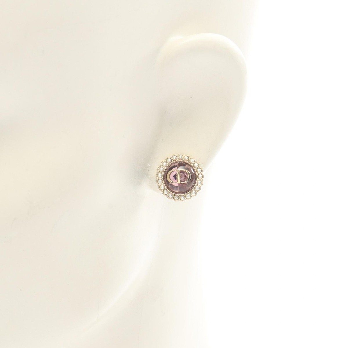 Christian Dior Petit CD Baroque Pierced earrings Gold Plated Pink