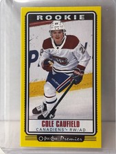 Cole Caufield Rookie Card 2021-22 O-Pee-Chee Yellow Tallboy Mini SP P-37 RC. rookie card picture