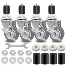 3 Inches Prep Table Wheels, Expanding Stem Caster Wheels Set of 4 with Side Brak