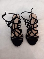 Red Herring Black Cage Strap Stiletto Heels - Size 5 - VGC