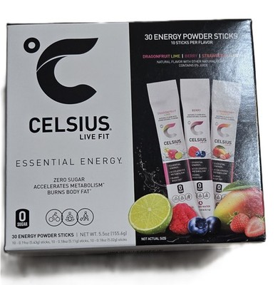 Celsius Essential Energy, Zero Sugar, Assorted Flavors, 30 Energy Powder Sticks