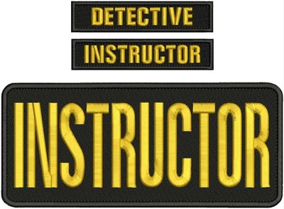 Detective And Instructor EMB PATCH 4X10 and 1x5'' HOOK ON BACK GOLD ON BLACK