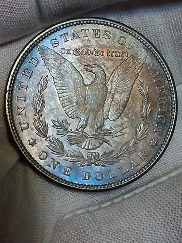 1896 Morgan Silver Dollar UNC Toned with Purple/Rainbow Light Toning