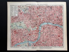 antike Landkarte London: Stadtplan um 1908 City und Westend + Straßenverzeichnis