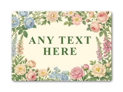 Personalisierte Blumen Plakette Vintage Rosenrand Blechschild Zuhause beliebiger Text