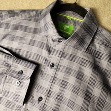 Forsyth of Canada Button Down Mens 16.5 34/35 Grey Black Plaid Non Iron Shirt