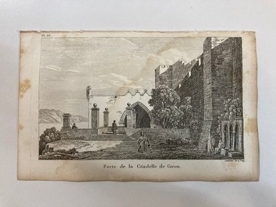 Old Engraving 1820 Citadelle de Coron ''Lettres sur la Moree Const/le''