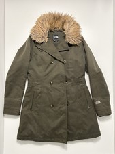 Abrigo con capucha de piel parka de plumón premium para mujer The North Face - talla M - verde oliva