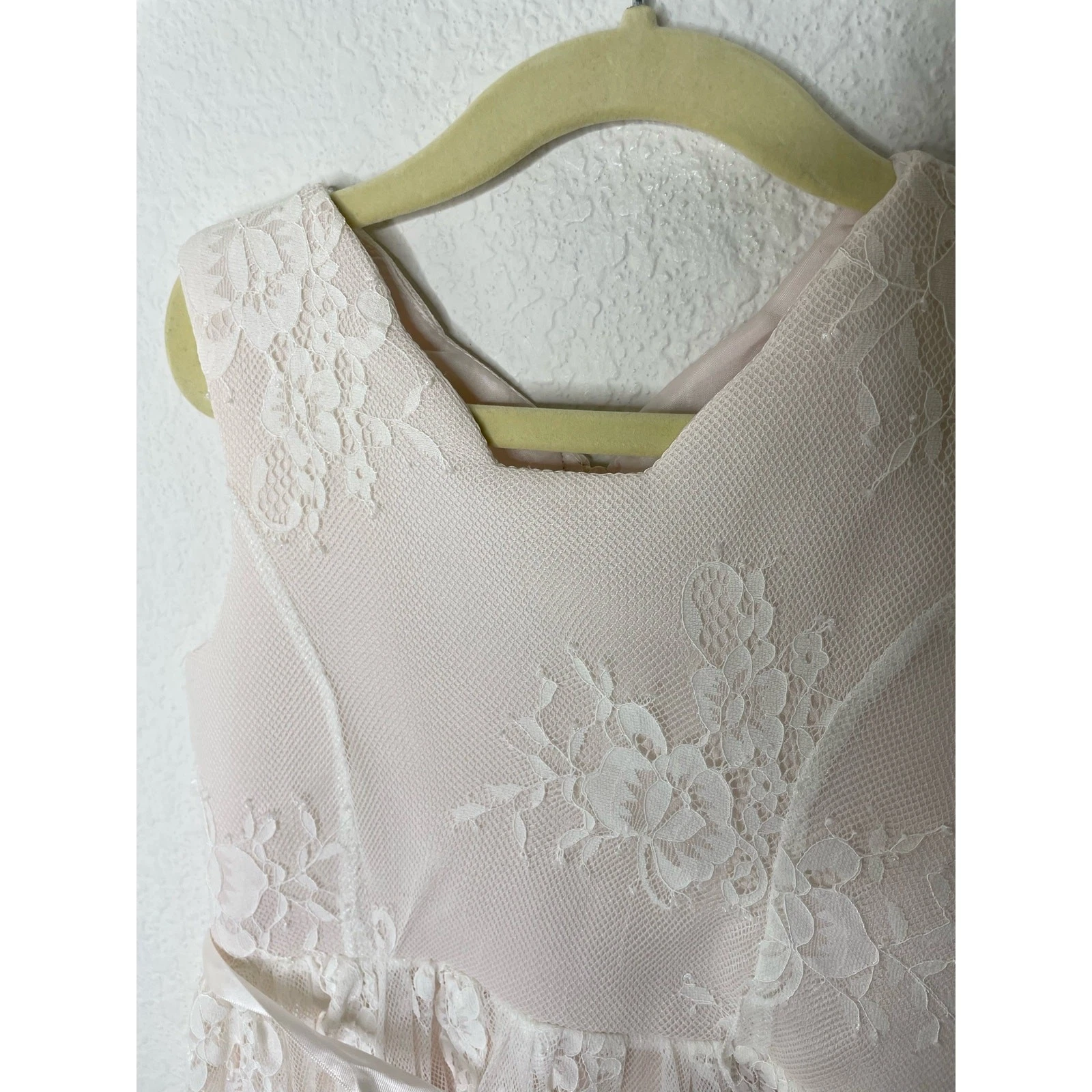 VETEMENTS Boutique Abito Pizzo Crema e Beige Bambina Tg 6 Occasioni Speciali Matrimonio