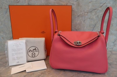HERMES Lindy 26 Evercolor Shoulder Bag Rose Azalee Stamp A (2017