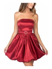 B DARLIN Womens Zippered Sleeveless Strapless Short Prom Fit + Flare Dress