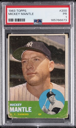 1963 TOPPS #200 MICKEY MANTLE PSA 1