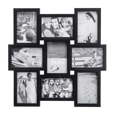 4x6 9-Opening Collage Picture Frame - Displays Nine 4x6 Pictures - Black