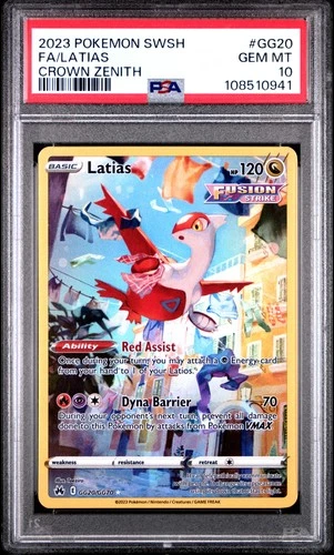 2023 POKEMON SWORD & SHIELD CROWN ZENITH #GG20 FULL ART/LATIAS PSA 10