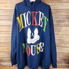 Disney Hoodie Men 3XL Blue Mickey Mouse Puzzle Face Block Letter Design Pullover