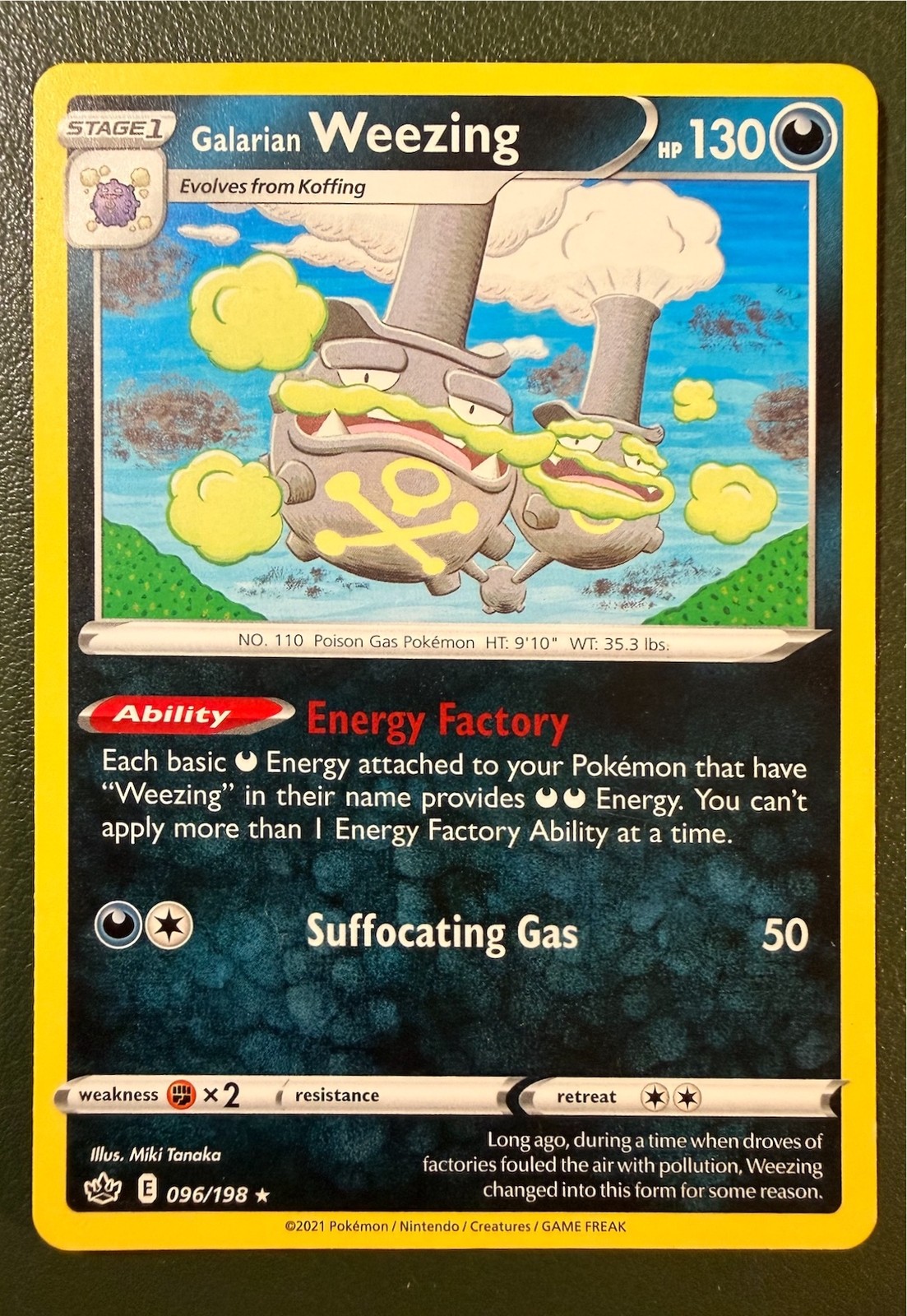 Pokemon TCG Galarian Weezing 96/198 Chilling Reign SWSH6 NM