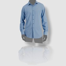  60 Alfani Men's Blue Slim-Fit Long-Sleeve Dress Shirt Size 15-15.5 34-35