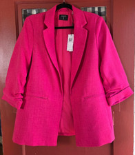 Tahari Women's Classic Pink 3/4 Sleeve Open Front Blazer Jacket Size 10 NWT