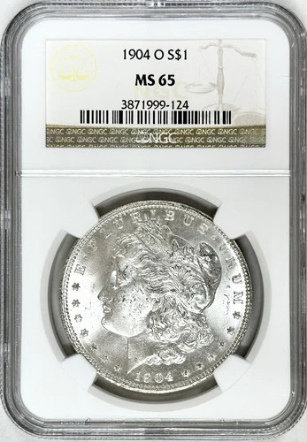 1904 O MORGAN SILVER DOLLAR NGC MS65 BRIGHT WHITE COIN