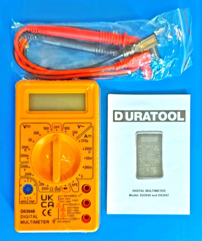 DURATOOL LCD Digital Multimeter AC & DC Resistance, Diode and Transistor Checker
