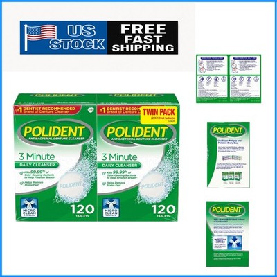Non-Abrasive 3-Minute Denture Cleanser - Restores  Color, Pack of 2