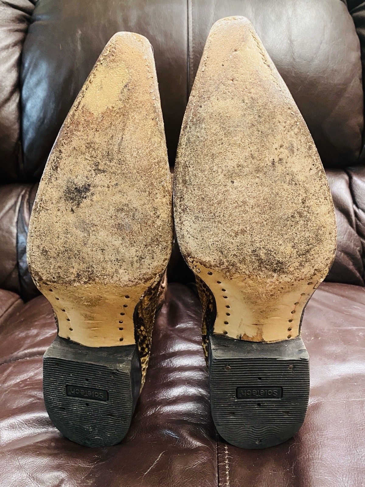 Vtg El General Python Snakeskin Cowboy Boots Mens… - image 23