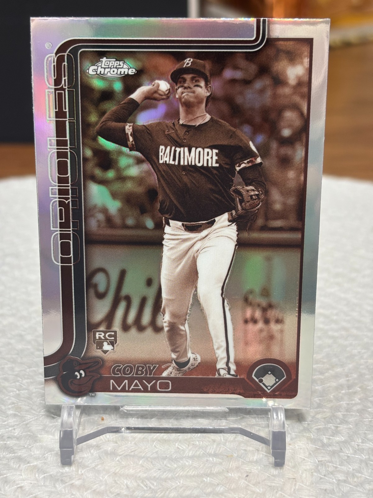 2025 Topps Chrome #120 Coby Mayo RC (Sepia Refractor) Baltimore Orioles