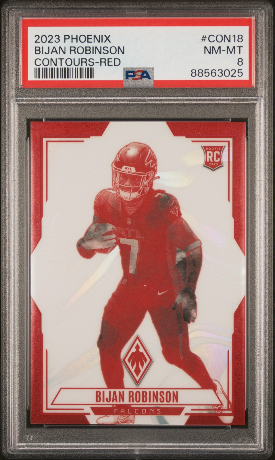 2023 Panini Phoenix Contours Bijan Robinson #CON18 Red 49/199 PSA 8