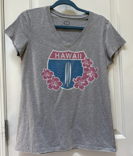 Malibu Shirts Authentic Vintage Highway 1 Hawaii Floral Graphic T-Shirt Gray XL